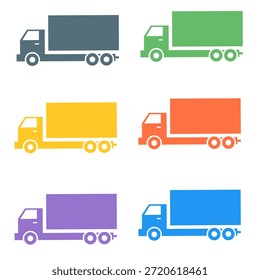 Simples Flat Design Entrega Truck ícone da coleção em várias cores