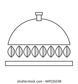 simple flat design dish tray with leaves icon vector illustration