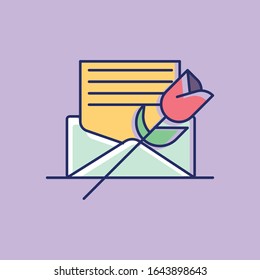 simple flat design envelope love and rose special for valentine day with elegant style