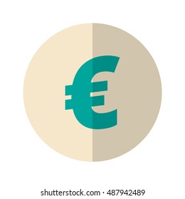 Simple Flat Design Euro symbol with diagonal style.
