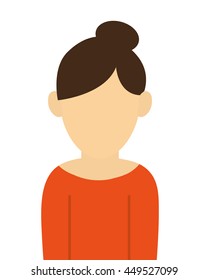 simple flat design faceless woman with high bun portrait icon vector illustration