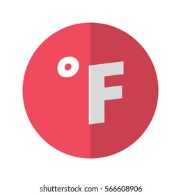Simple Flat Design fahrenheit temperature icon with diagonal style. Diagonic