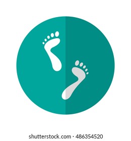 Simple Flat Design foot print icon with diagonal style. 