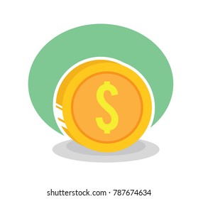 simple flat design gold coin with dollar icon