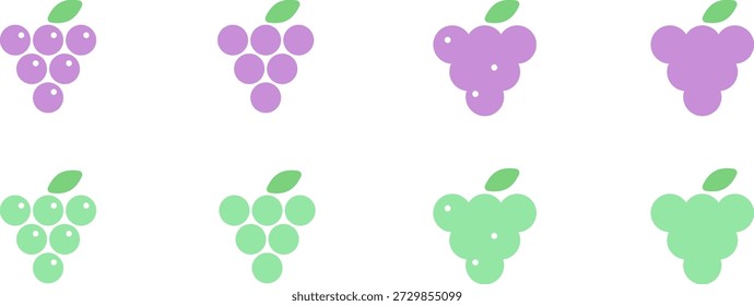 Diseño plano simple de uva y Muscat Icon Set