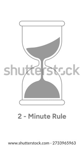 Simple flat design gray sand clock illustration representing the 2-minute rule concept.
