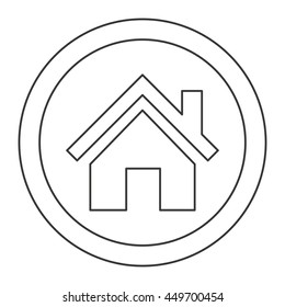simple flat design house pictogram inside circle icon vector illustration