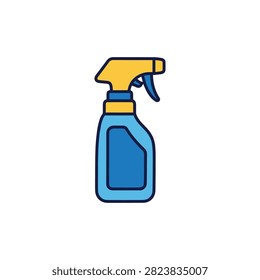 A simple flat design of a household cleaning spray bottle. Useful for hygiene sanitization and domestic upkeep advertisement campaigns.