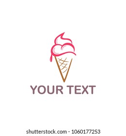 Simple Flat Design Ice Cream Logo, Modern Vintage Vector Illustration