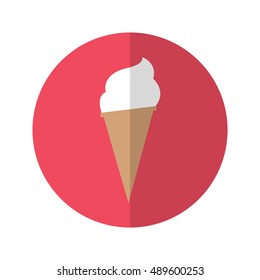 Simple Flat Design ice cream cone icon with diagonal style.