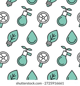 Einfaches flaches Design-Icon Conservation Efforts Fliesen-Konzept als Nahtlose Fliesen, die verschiedene Erhaltungsbemühungen wie Wassereinsparung und Energieeffizienz zeigen. flache Illustration in , für Werbung , kein Text und keine Formulierung , Vollständige Tiefenschärfe, hochwertige Details —ar 16:9