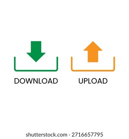 Un simple icono de diseño plano que muestra acciones de Descarga y Cargar con flechas claras, que representan la transferencia de datos y la gestión de archivos.