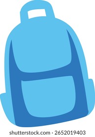 A simple, flat design illustration of a blue backpack, a common school accessory for carrying books and supplies.
