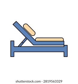 Simple flat design illustration of a blue lounge chair or sun lounger