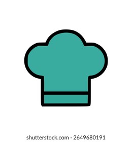 A simple flat design illustration of a chef hat used for representing cooking food services or culinary expertise