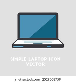A simple, flat design illustration of a laptop computer.