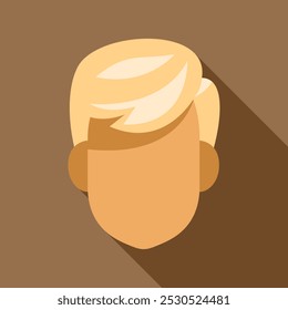 Simples ilustração de design plano de um homem com cabelo loiro, retrato sem rosto com sombra longa