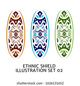 Simple flat design illustration ornament ethnic shield with color combo variation