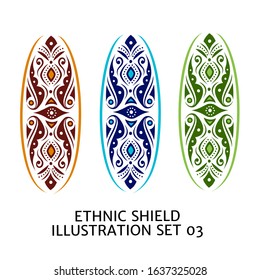 Simple flat design illustration ornament ethnic shield