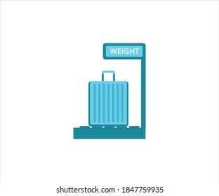 simple flat design illustration of passenger luggage weight scale inspection in the airport