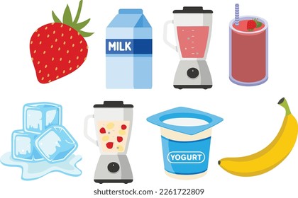 Simple flat design illustration set that contain smoothies illusrations