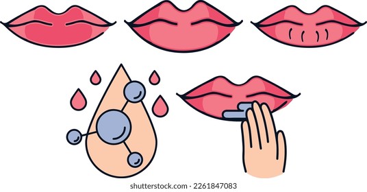 Einfaches Flachdesign-Illustrationssatz mit Lippenillustrationen