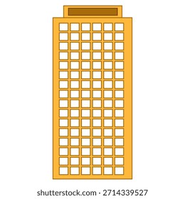 A simple flat design illustration of a tall building skyscraper