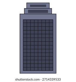A simple flat design illustration of a tall building skyscraper
