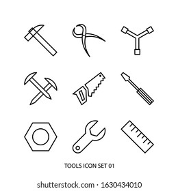 Simple flat design illustration tools icon set.