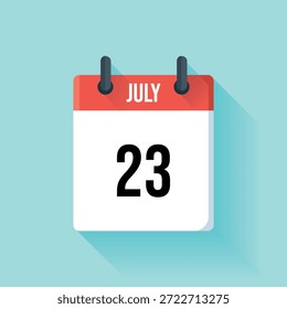 A simple and flat design of a july calendar showing the twenty-third day.