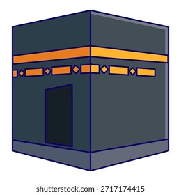 Simple Flat Design Kaaba Islamic Religious Building Holy Place Illustration