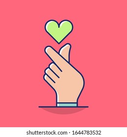 diseño plano simple seña de amor corea especial para el día de San Valentín con estilo elegante