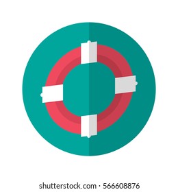 Simple Flat Design life buoy icon with diagonal style. Diagonic