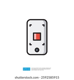 simple flat design of a light switch with a red toggle. It represents a common electrical component used for controlling lighting. Artificial Intelligence Icon