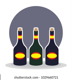 simple flat design of luxurious black wine bottle