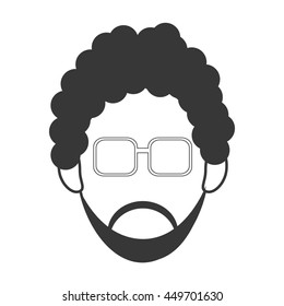 simple flat design man with curly hair and beard icon vector illustration