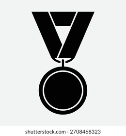Icono de medalla de diseño plano simple con cinta para recursos gráficos