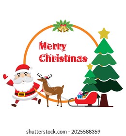 simple flat design merry christmas santa clause bell illustration