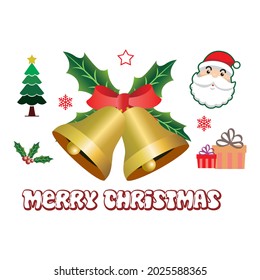 simple flat design merry christmas bell illustration