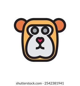 Simple flat design of monkey, cute character monkey face icon vector design illustration. 