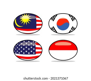 A simple flat design multiple country flags