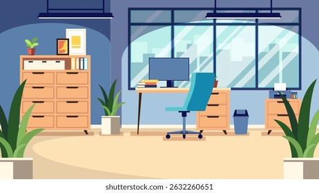 Ilustración de oficina de diseño plano simple