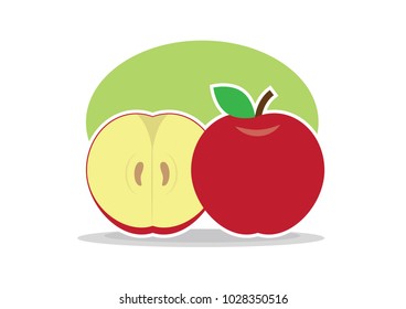 simple flat design of perfect ripe red apple slice