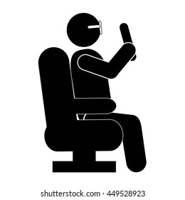 simple flat design person sitting down pictogram icon vector illustration