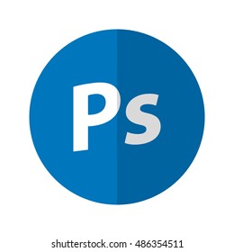 Simple Flat Design Photoshop icon with diagonal style. 