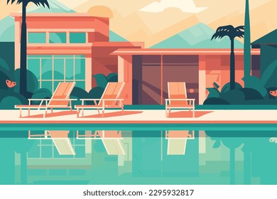 Simple Flat Design Pool Illustration, Professional Swimming Vector Graphic Element.