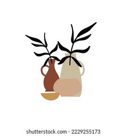 Simple Flat Design Pot with Plant