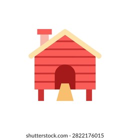 Simple flat design poultry house. Minimalist barn structure for fowl. Ideal for rural farm concepts.