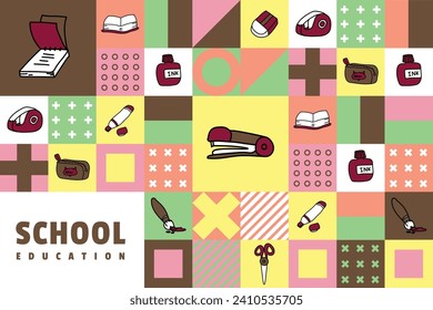 Simple flat design school education background illustration