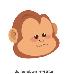 simple flat design serious monkey cartoon icon vector illustration